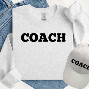 Coach T-shirt Game Day. Unisex, bold letters S M L XL Cheer sports white
